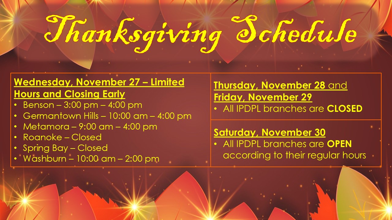 Thanksgiving Schedule.