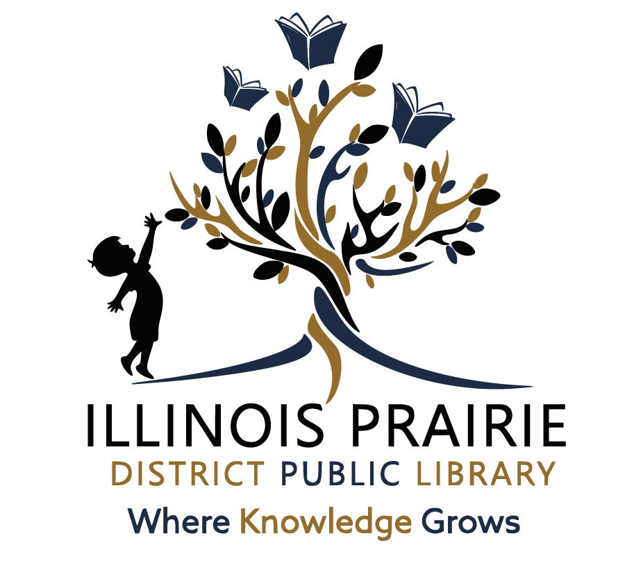 Illinois Prairie District Public Library logo: Where Knowledge Grows 