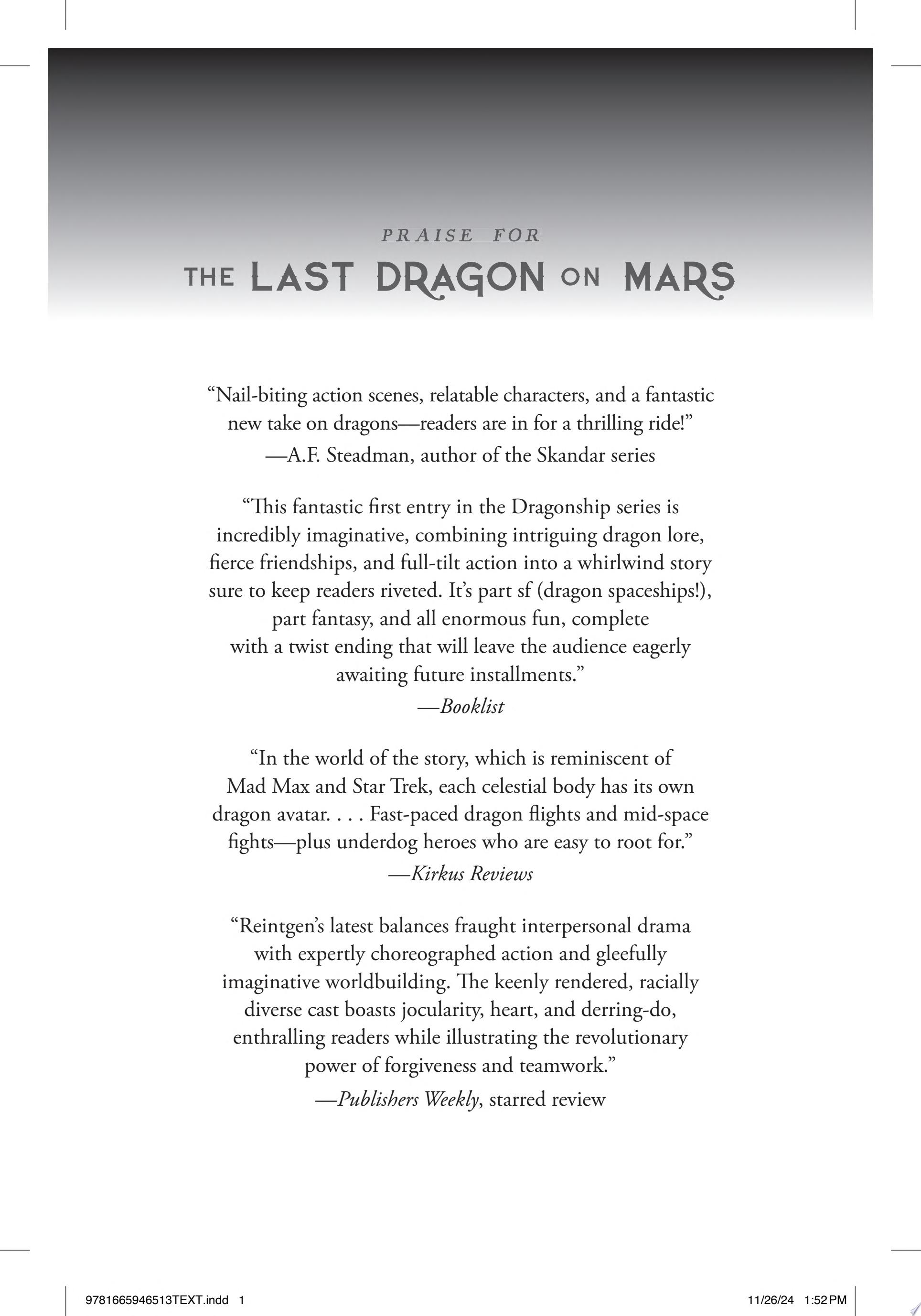 Image for the cover of "The Last Dragon on Mars" by Scott Reintgen