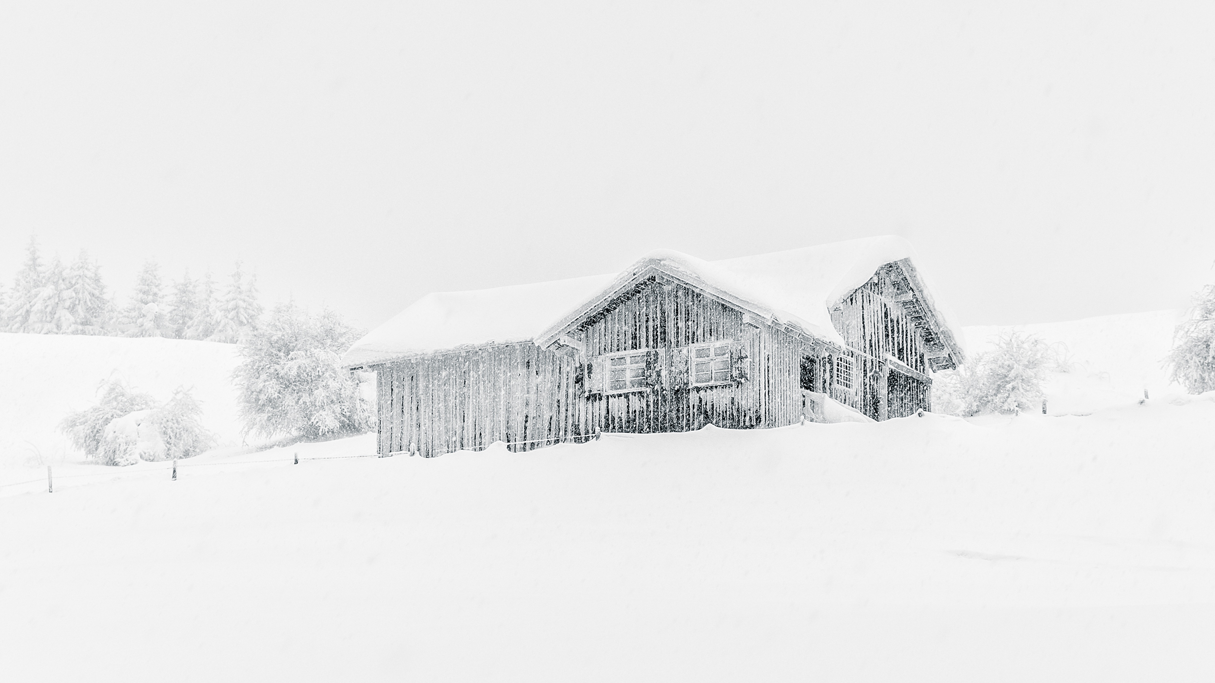 A remote cabin in winter.