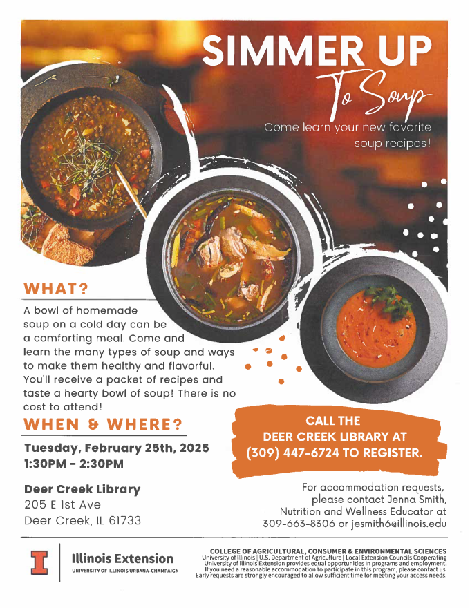 Flyer for U of I Simmer up to soup