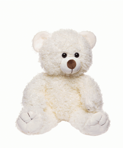 White plush polar bear stuffy.