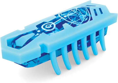 A picture of a blue hexbot which looks similar to a brushbot.